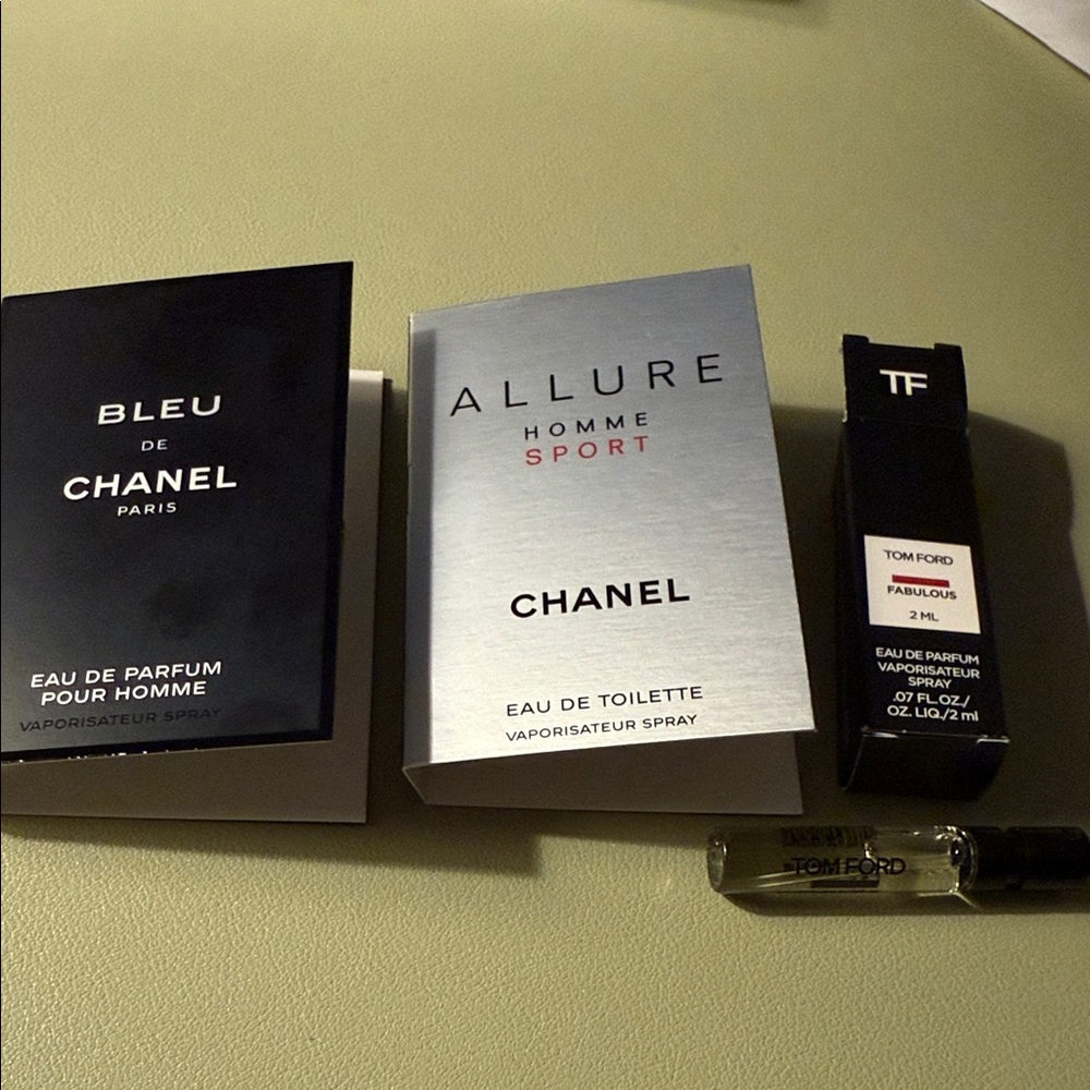 Chanel Bleu de Chanel Allure Home Sport Tom Ford Fabulous samples